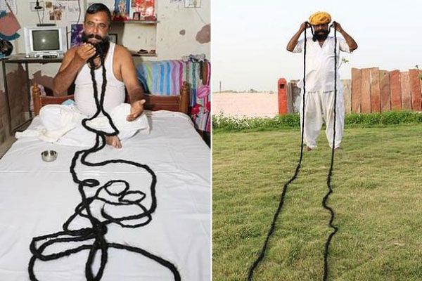 世界上最长的胡子：印度男子胡子长6.7米